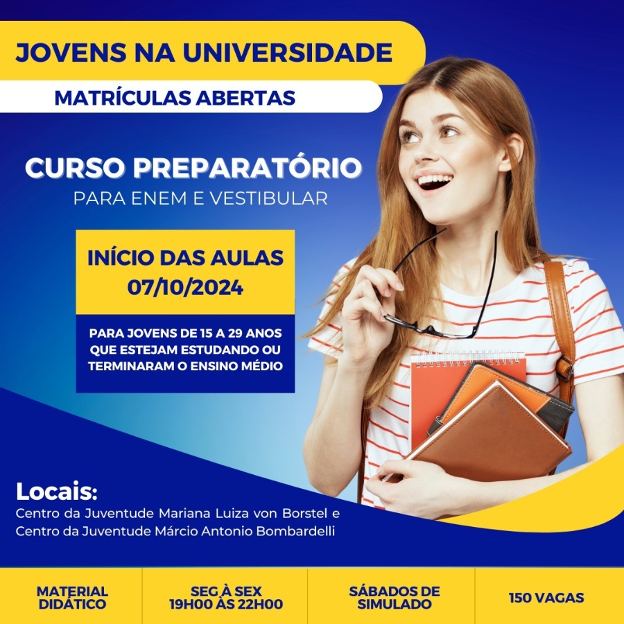 Jovens na Universidade: SMDH promove curso preparatório para Enem e vestibulares