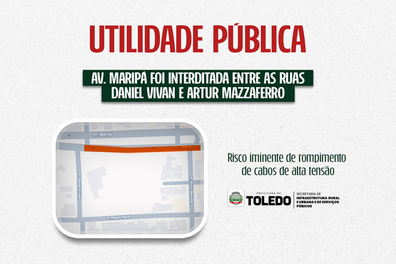 Avenida Maripá é interditada para remoção de árvore em rede de alta tensão