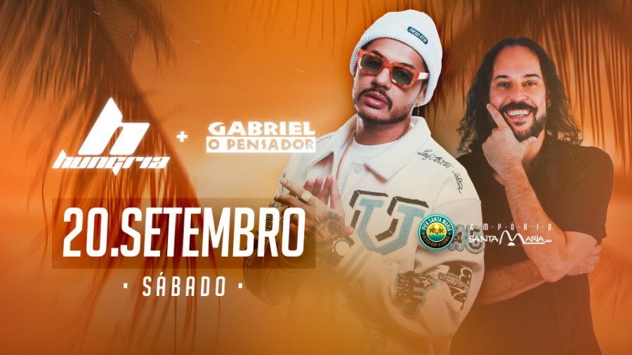 Encontro histórico do rap nacional com Hungria e Gabriel o Pensador no Pier Santa Maria, neste sábado em Toledo! Garanta seu ingresso aqui