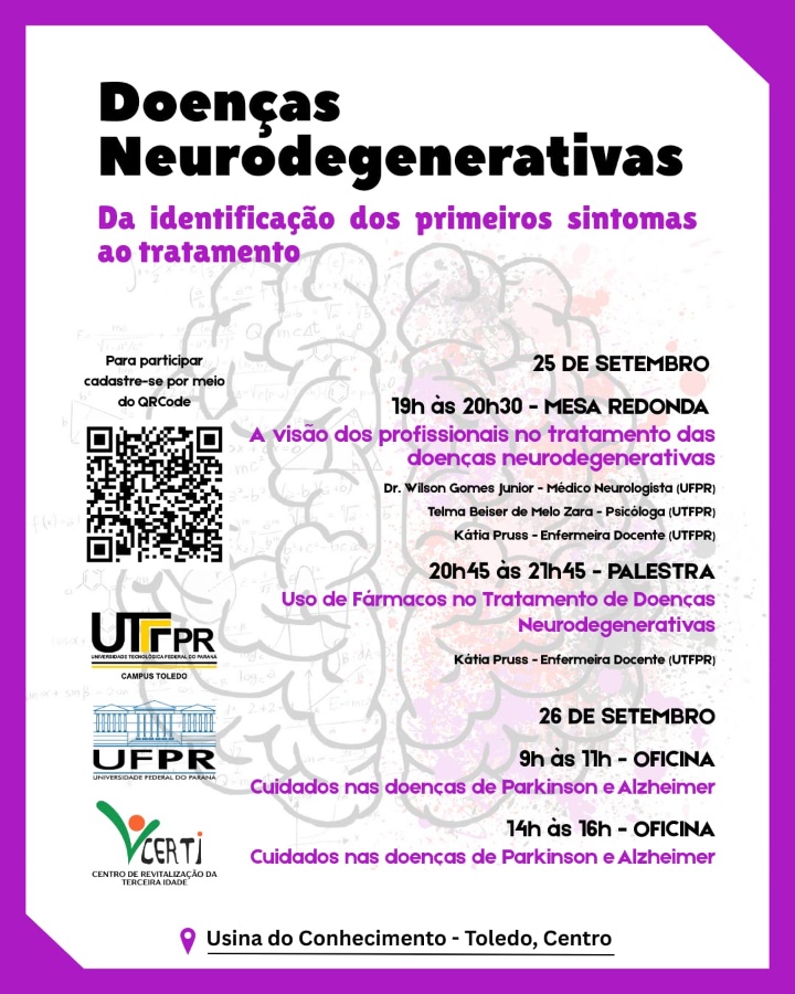 Toledo recebe nesta quinta e sexta-feira evento sobre doenças neurodegenerativas com foco em Alzheimer e Parkinson