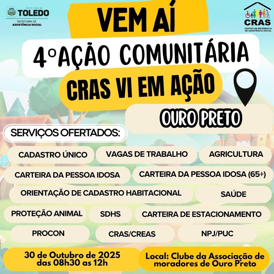Cras VI em Ação chega a Ouro Preto com diversos serviços públicos