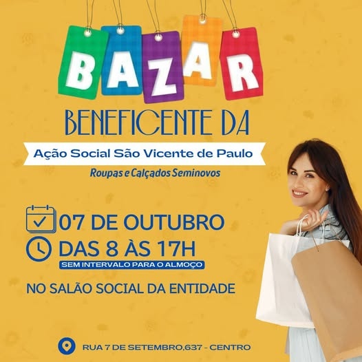 Ação Social São Vicente de Paulo promove bazar solidário nesta terça-feira (7)