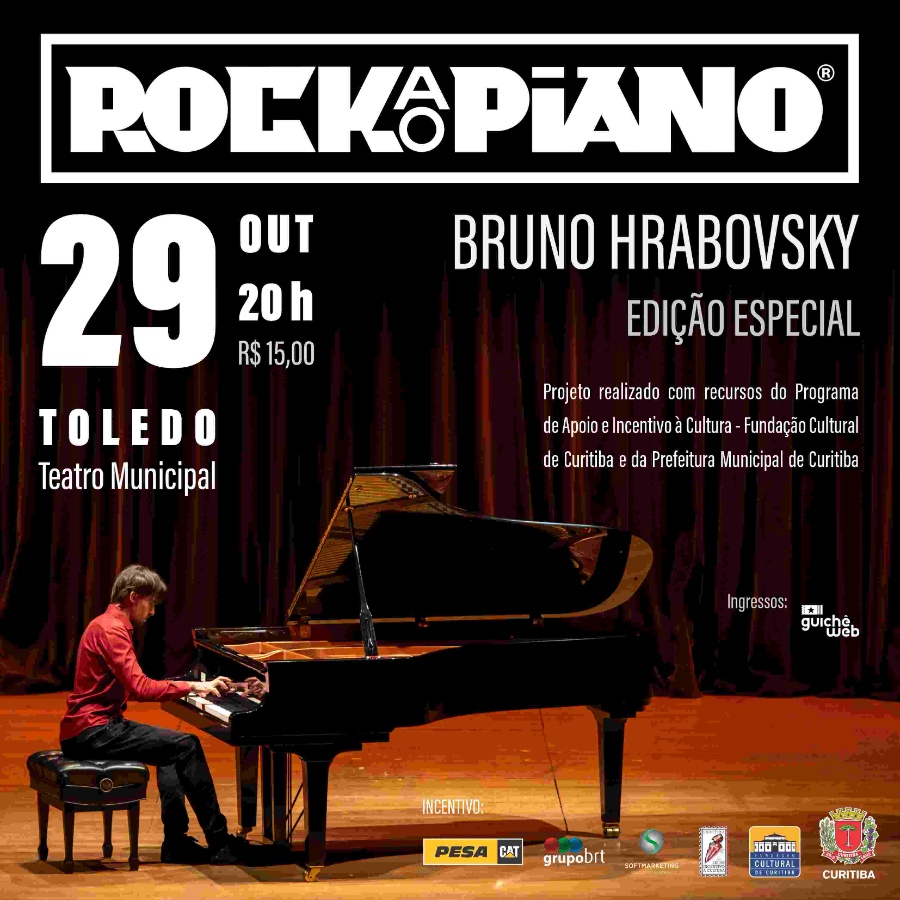 Clássicos de Queen, Metallica e Pink Floyd ganham versão ao piano em show no Teatro Municipal de Toledo