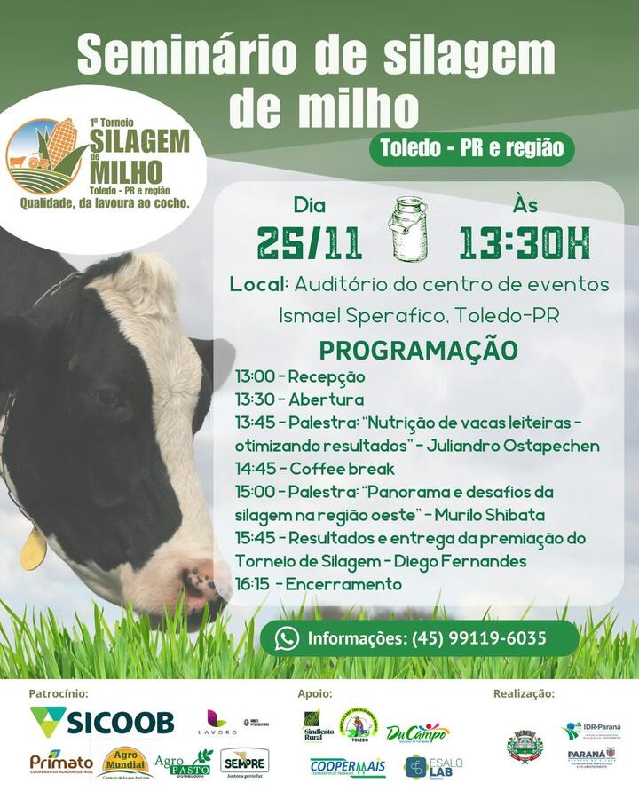 Toledo recebe o Seminário de Silagem de Milho dia 25
