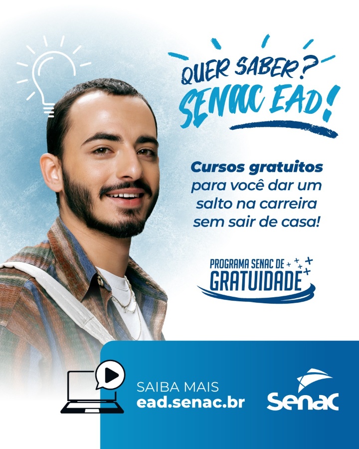 Senac Paraná oferece 3.500 vagas em cursos on-line e gratuitos pelo Programa Senac de Gratuidade