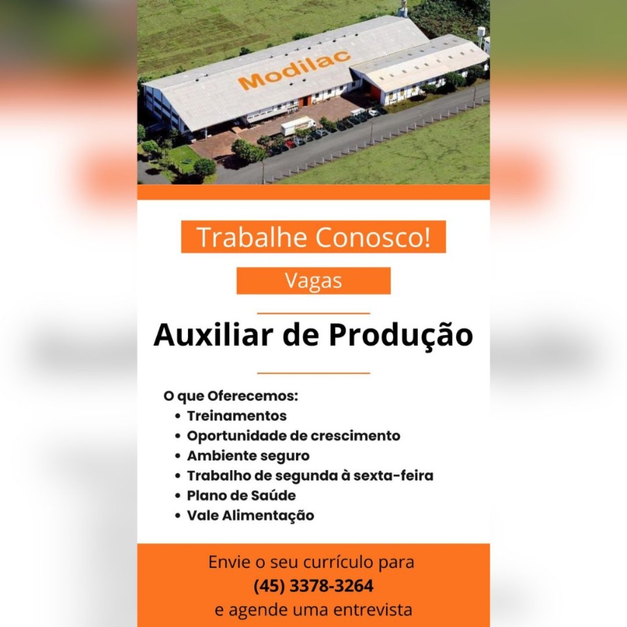 Modilac Indústria e Comércio de Móveis de Toledo contrata Auxiliar de Produção; envie o seu currículo aqui