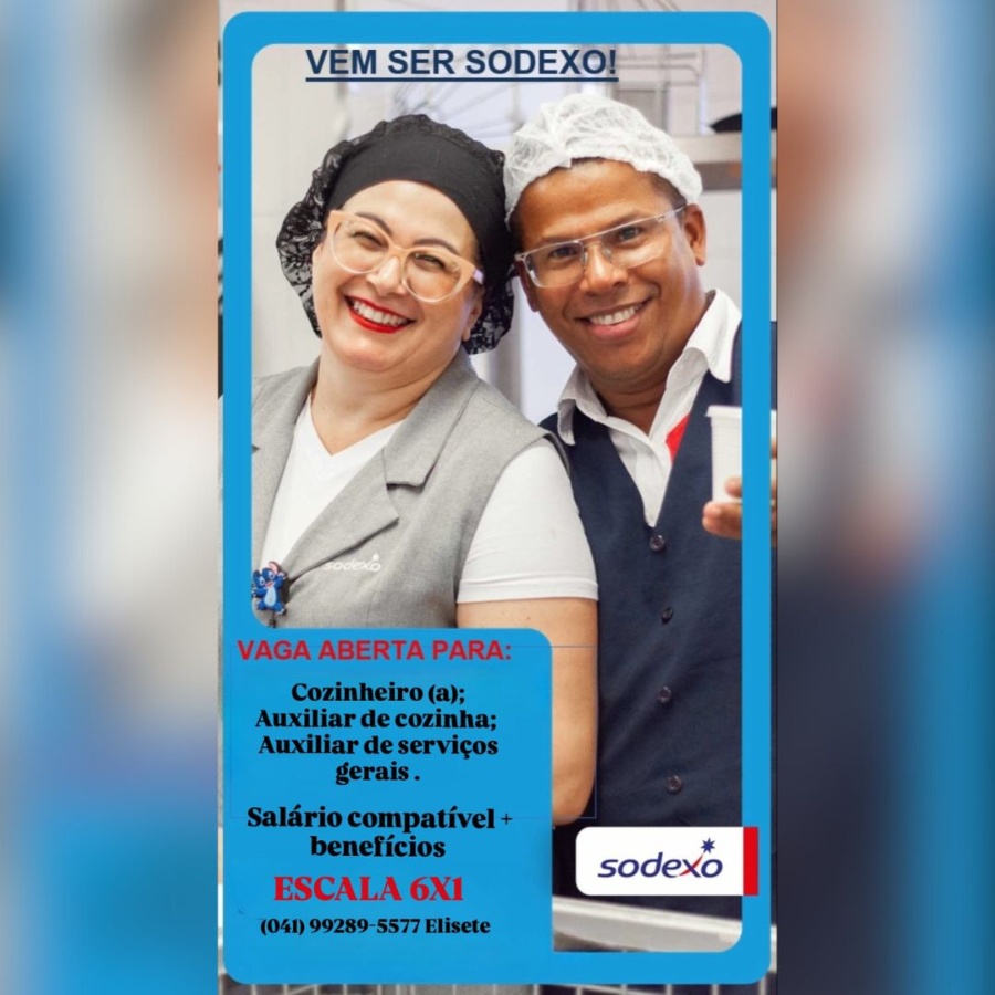 Sodexo de Toledo abre vagas para Cozinheiro(a), Auxiliar de Cozinha e Auxiliar de Serviços Gerais! Candidate-se aqui