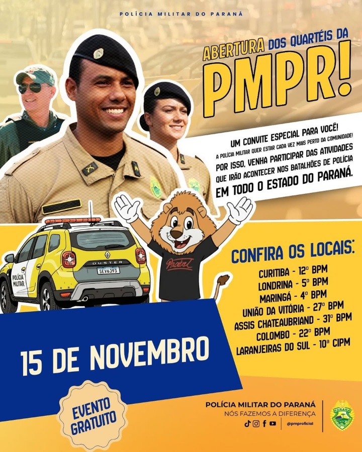 31º BPM abre as portas para a comunidade neste sábado (15) com programação especial em Assis Chateaubriand