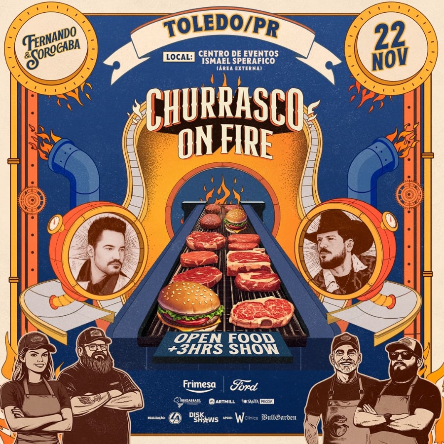 ?? neste sábado! 'Churrasco On Fire' com a dupla Fernando & Sorocaba no Centro de Eventos, em Toledo! Adquira o seu ingresso aqui