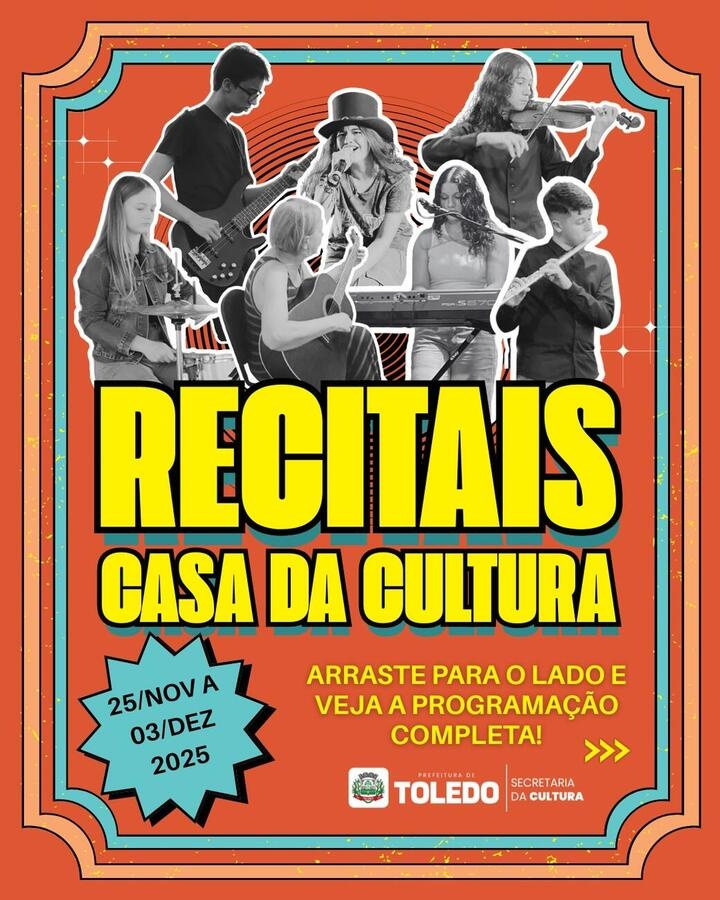 Recitais da Casa da Cultura movimentam programação cultural em Toledo a partir desta terça-feira (25)