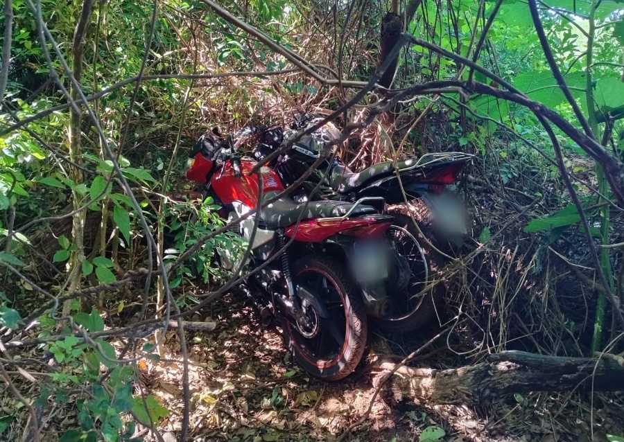Guarda Municipal encontra duas motocicletas furtadas escondidas em área de mata na Linha Boiko