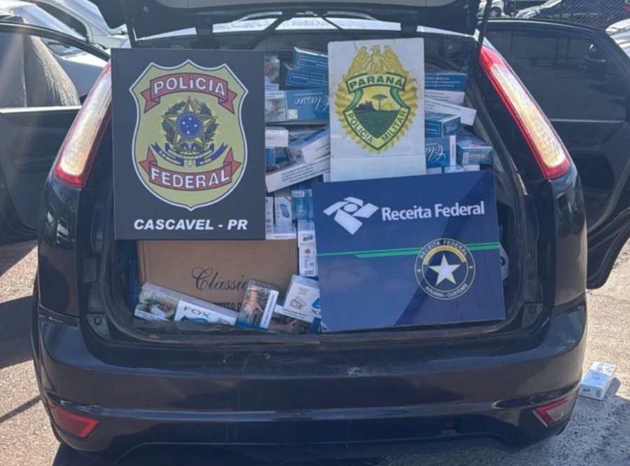 Homem é preso com carro carregado de cigarros após tentar fugir da PM de Toledo