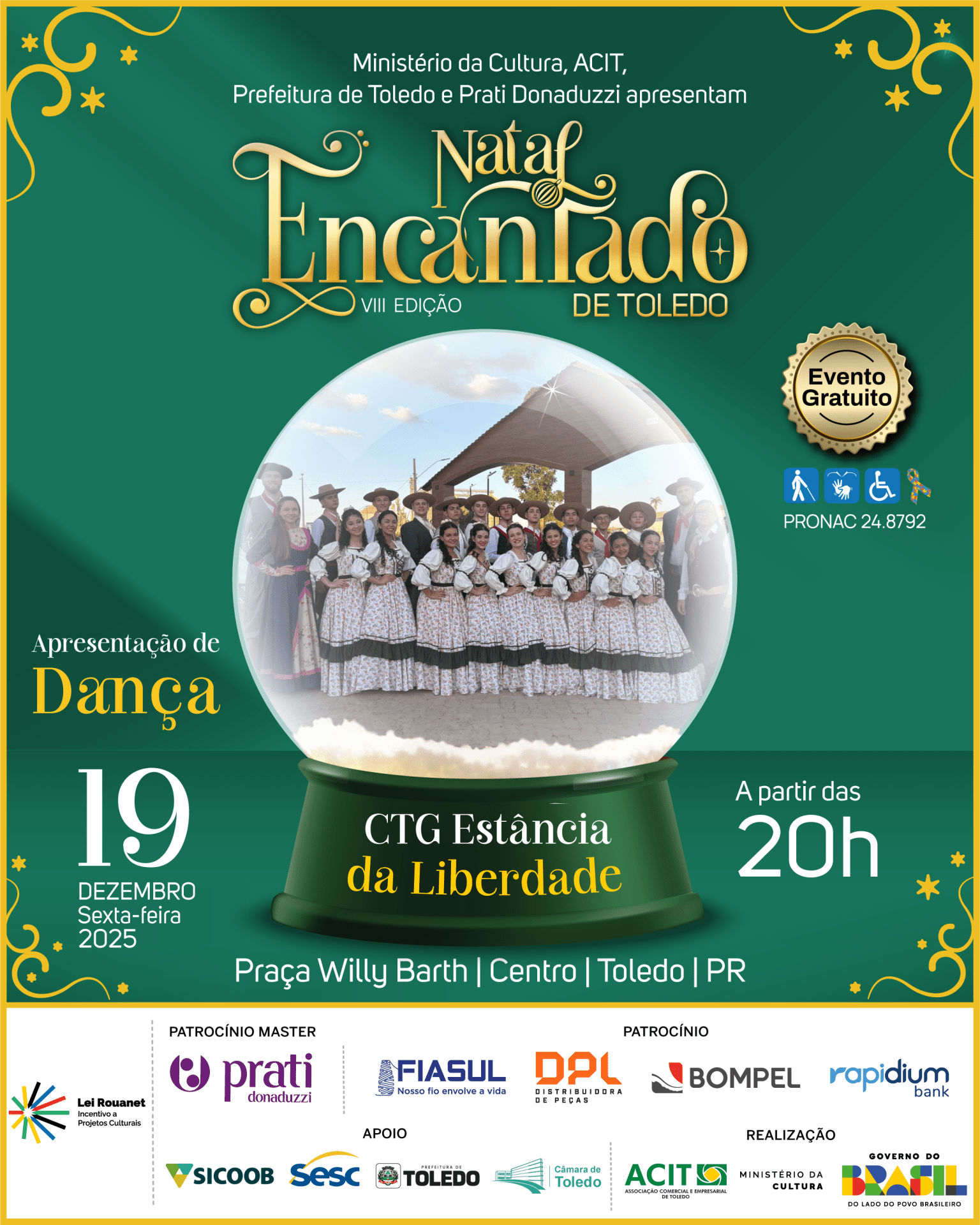 CTG Estância da Liberdade será a atração desta sexta-feira, dia 19 de dezembro no Natal Encantado de Toledo