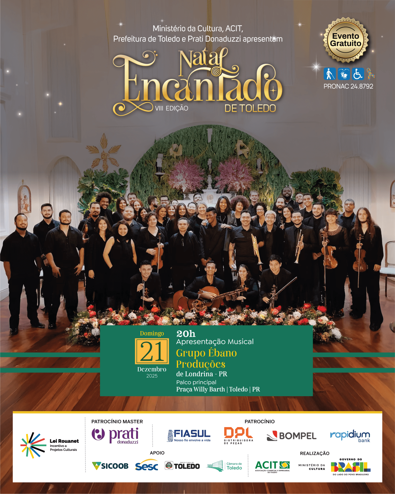 Grupo ??bano Produções se apresenta no domingo, dia 21 de dezembro no Natal Encantado de Toledo