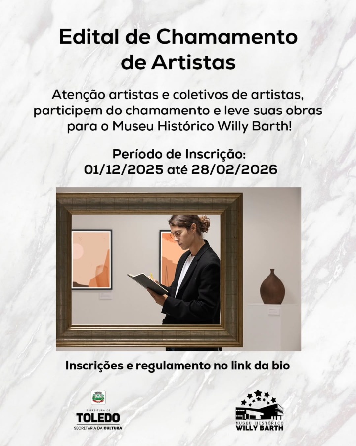 Museu Histórico Willy Barth abre chamamento para selecionar artistas de Toledo e região para exposições em 2026