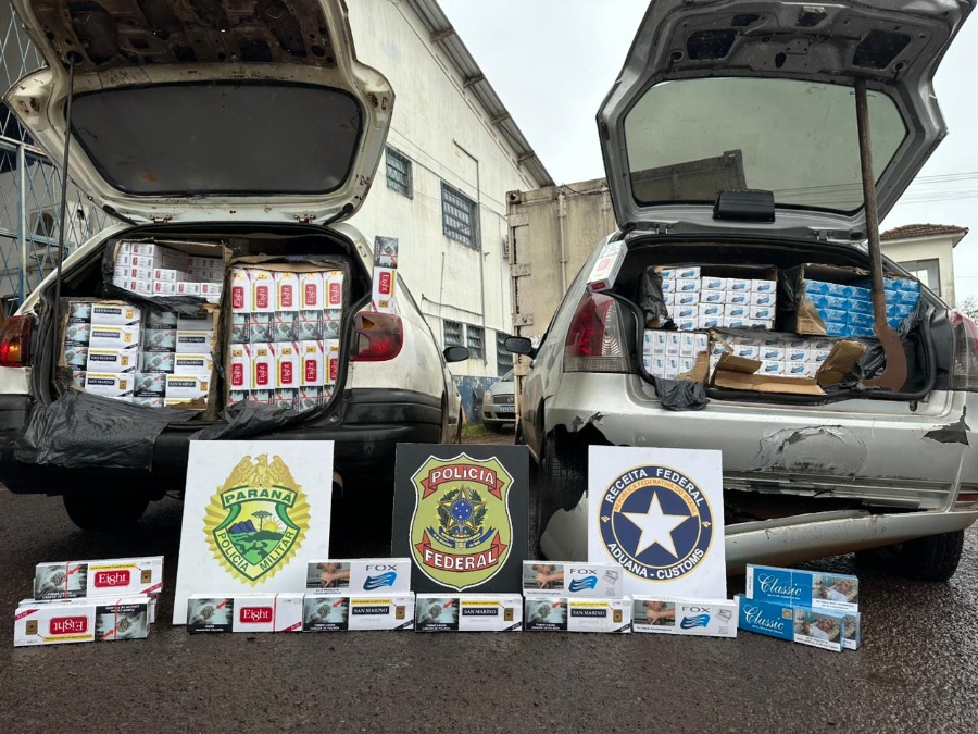 Operação conjunta resulta em apreensão de cigarros contrabandeados entre Vera Cruz do Oeste e São Pedro do Iguaçu