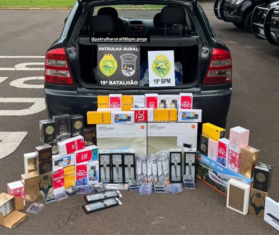 Veículo carregado com eletrônicos e perfumes é apreendido pela Patrulha Rural em Toledo