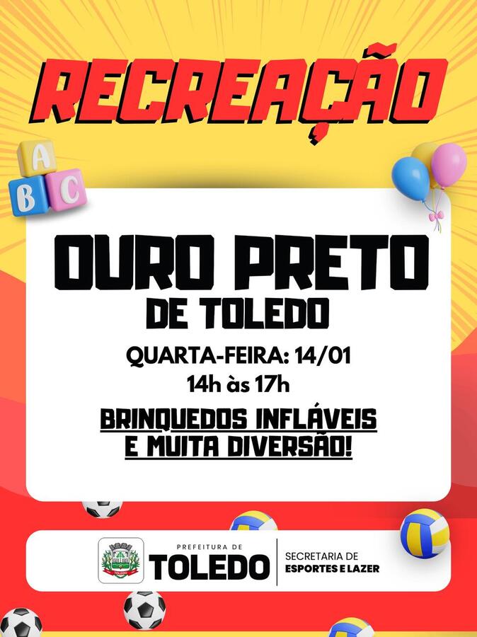 RecreAção leva tarde de lazer a Ouro Preto de Toledo nesta quarta-feira (14)