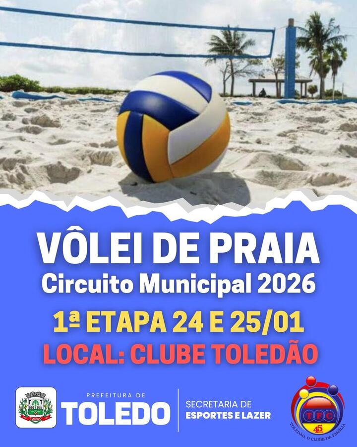Estão abertas as inscrições para o Circuito Municipal de Vôlei de Praia 2026