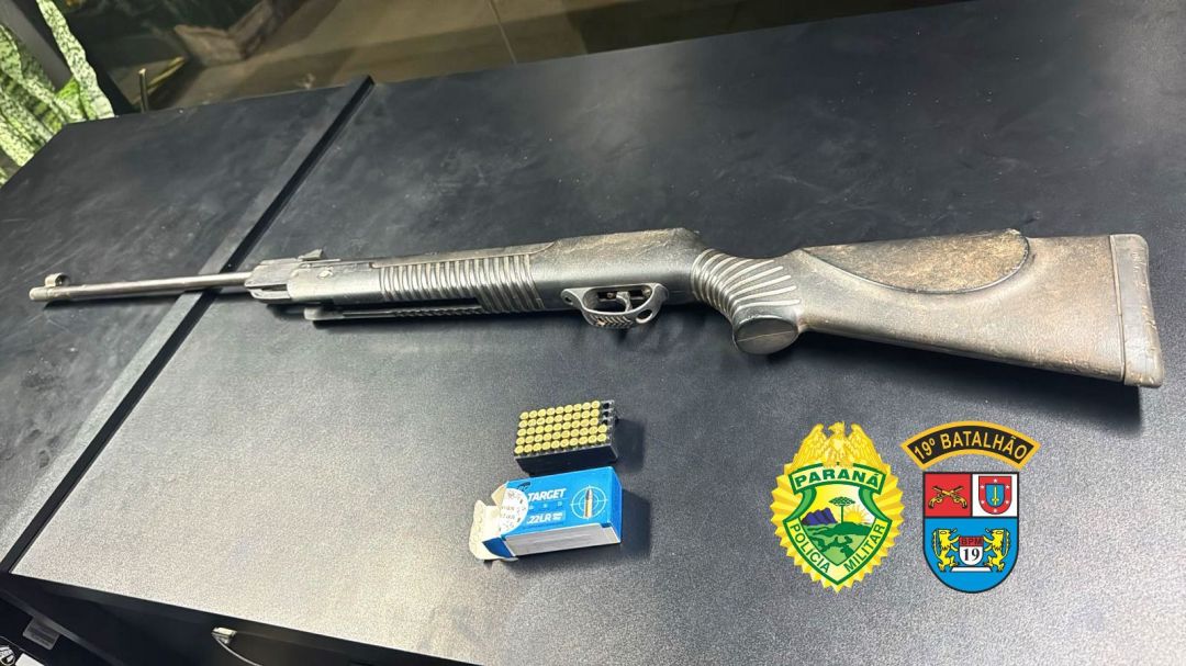Carabina e 47 munições são apreendidas após denúncia de ameaça contra mulher em Toledo