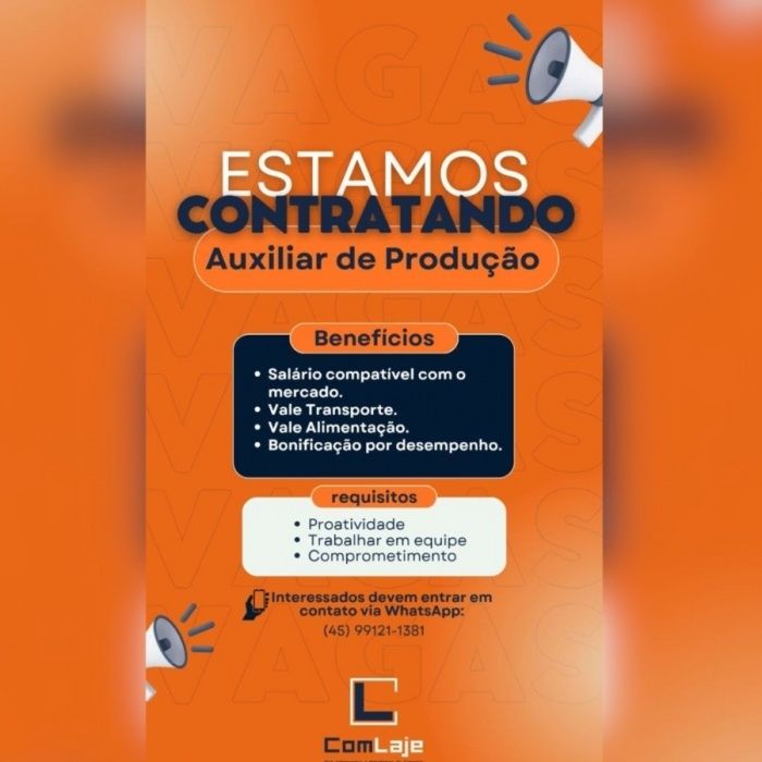 Empresa de Toledo contrata Auxiliar de Produção para atuar na linha de lajes treliçadas e obras; envie seu currículo aqui