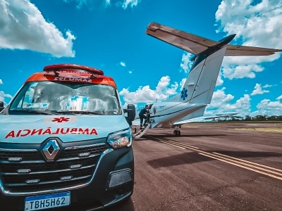 Serviço aeromédico do Estado transfere paciente com AVC hemorrágico de Toledo para Campo Largo