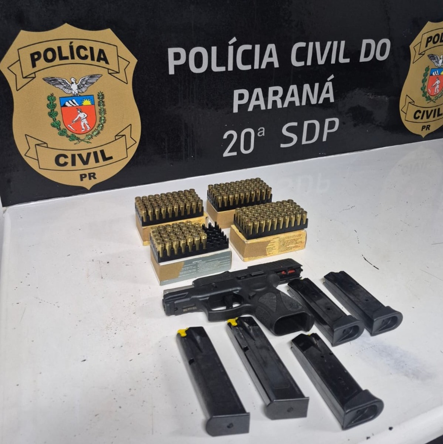 Polícia Civil cumpre mandado e apreende pistola, munições e carregadores em Toledo