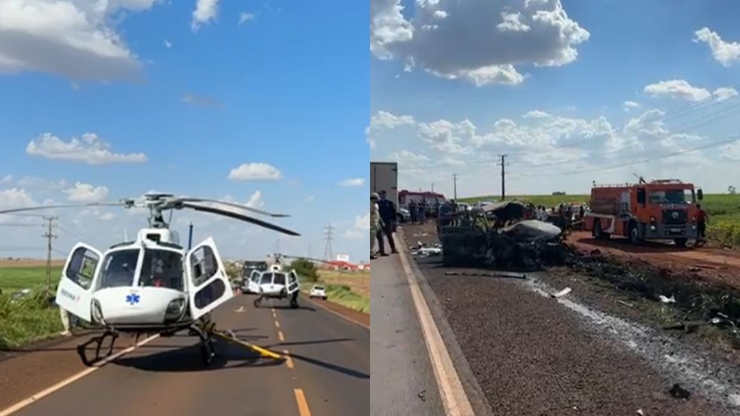 Acidente com carro e dois caminhões deixa um morto e quatro feridos no Paraná