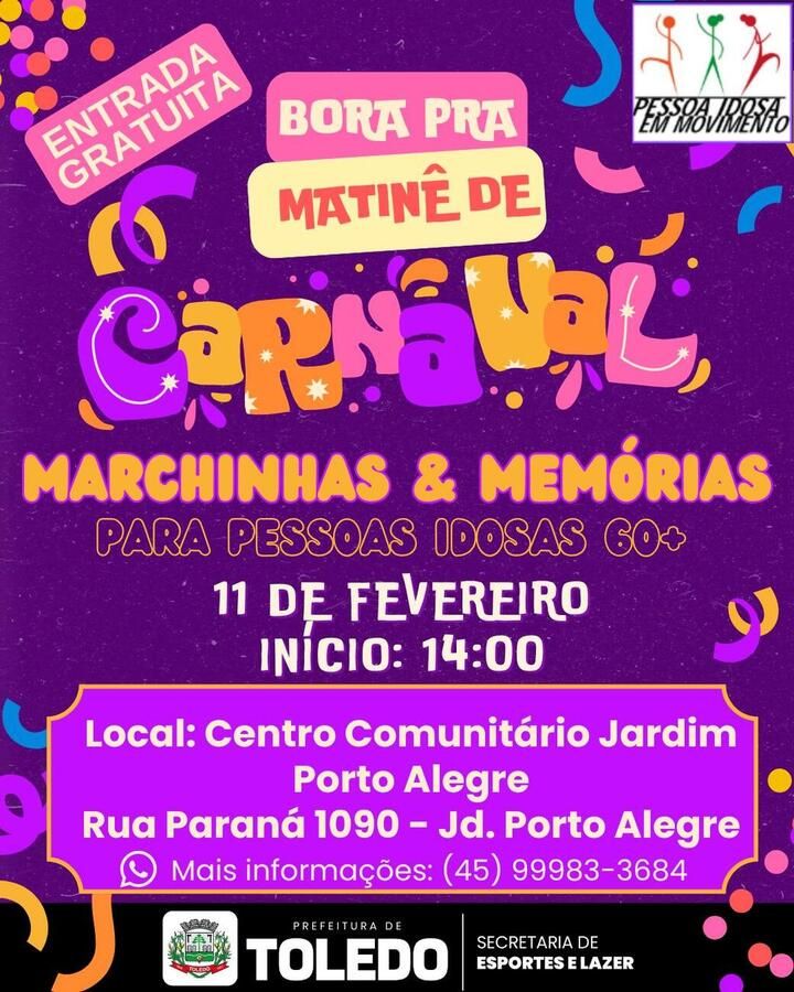 Secretaria de Esportes e Lazer promove Carnaval 60+