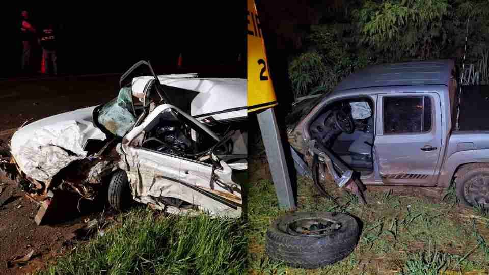 Batida entre caminhonete e carro deixa um morto e dois feridos na PR-323