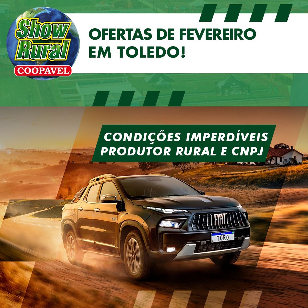 Fipal Fiat de Toledo traz para a cidade as mesmas condições do Show Rural durante a semana; confira e aproveite