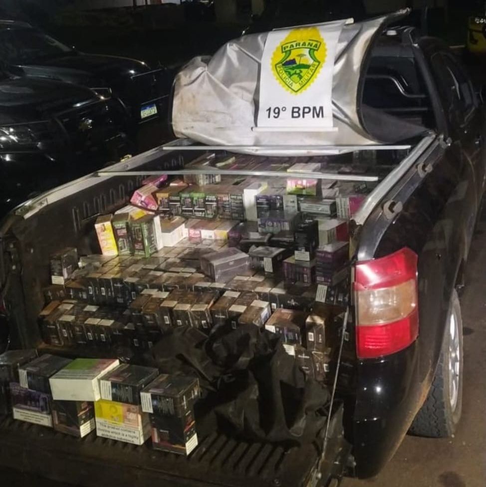 PM apreende veículo carregado com cigarros eletrônicos na BR-163 em Toledo