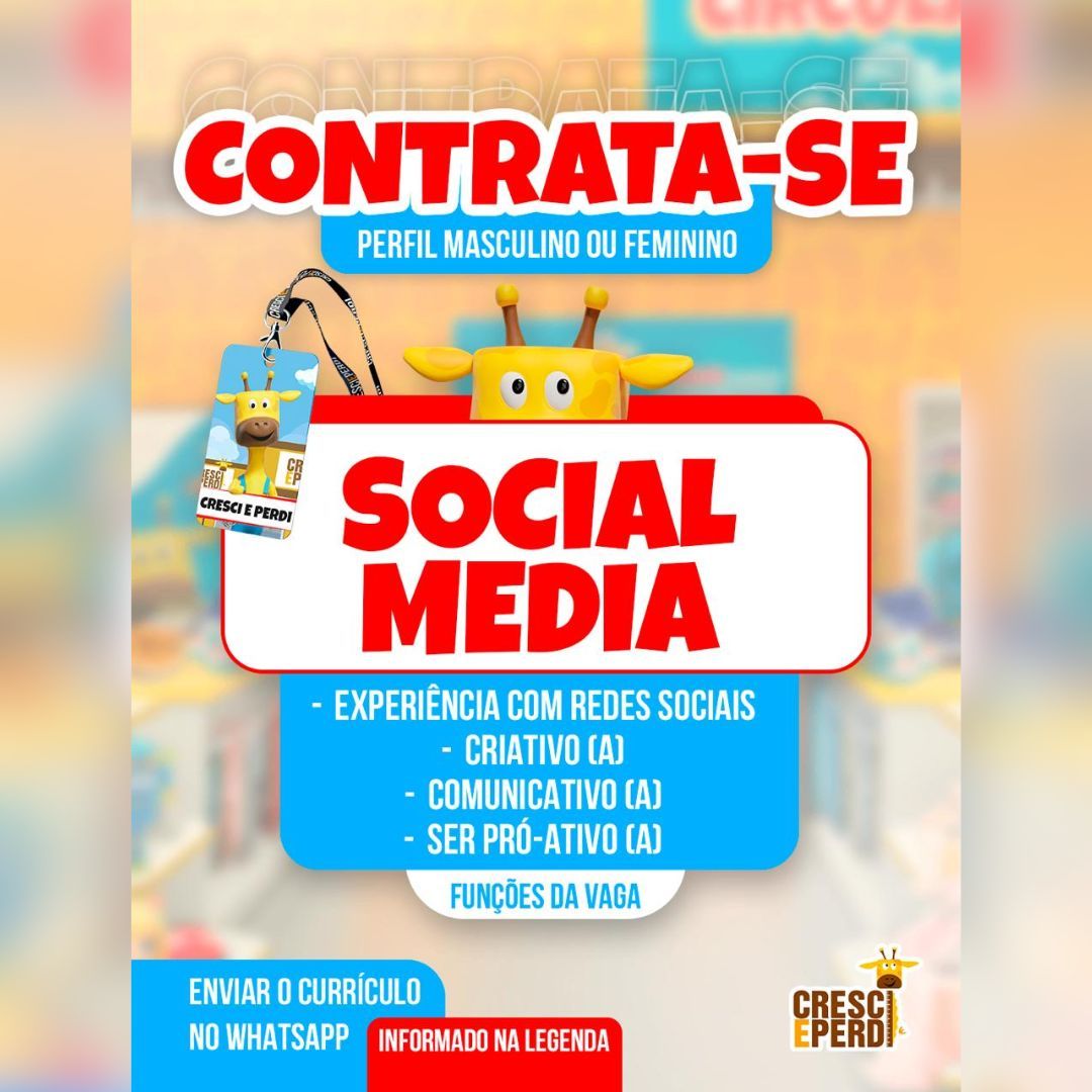 Cresci e Perdi de Toledo abre vaga para Atendimento e Rede Social; confira os detalhes e candidate-se aqui