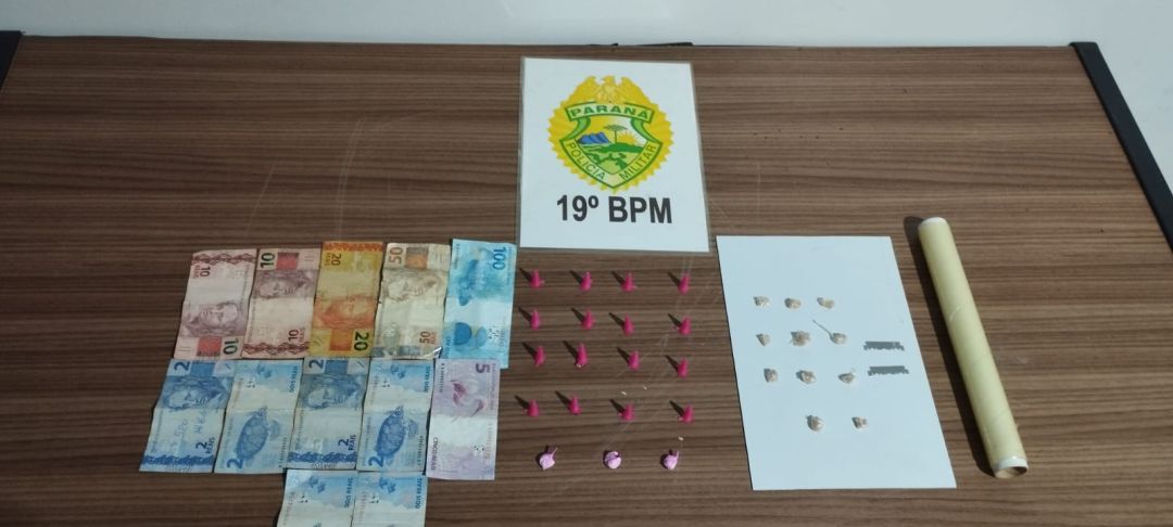 PM apreende 27 porções de drogas e prende homem por tráfico em Toledo