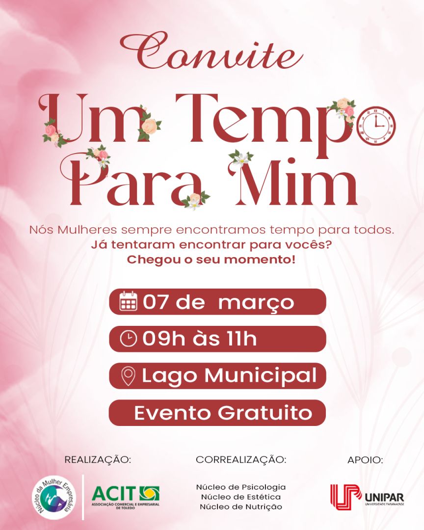 Núcleos da Mulher, de Psicologia, Estética e Nutrição da ACIT realizam evento em comemoração ao Dia da Mulher, neste sábado, 7 de março