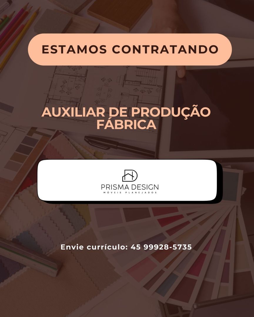 Prisma Designer de Toledo, empresa de móveis planejados, abre quatro vagas para Auxiliar de Produção; envie seu currículo aqui