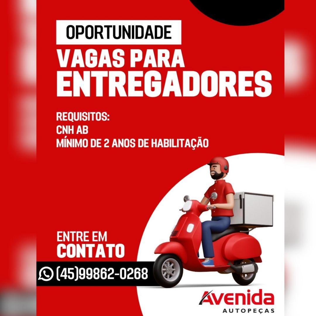 Avenida Auto Peças de Toledo abre vagas para Entregadores com CNH AB e mínimo de dois anos de habilitação; candidate-se aqui