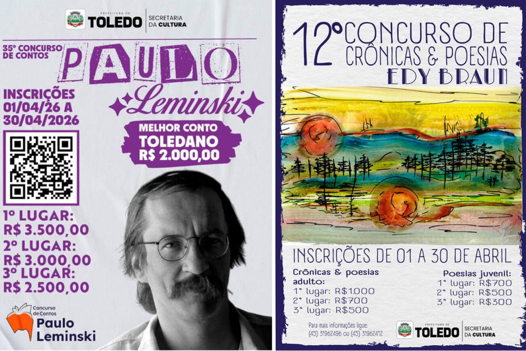 Com regulamentos definidos, concursos literários de Toledo abrem inscrições