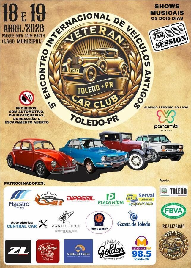 5º Encontro Internacional de Veículos Antigos promete movimentar Toledo nos dias 18 e 19 de abril