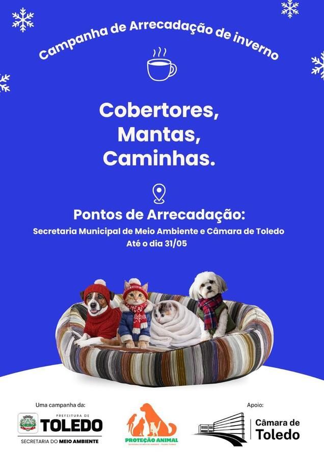 Proteção e Defesa Animal promove campanha de arrecadação de inverno
