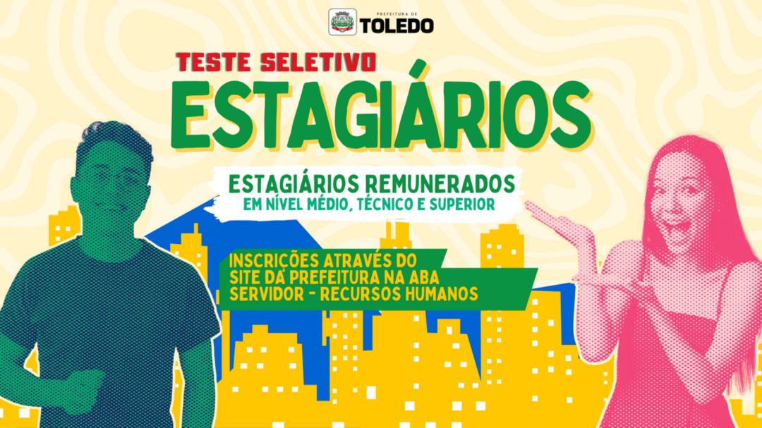 Prefeitura de Toledo abre inscrições para teste seletivo de estagiários
