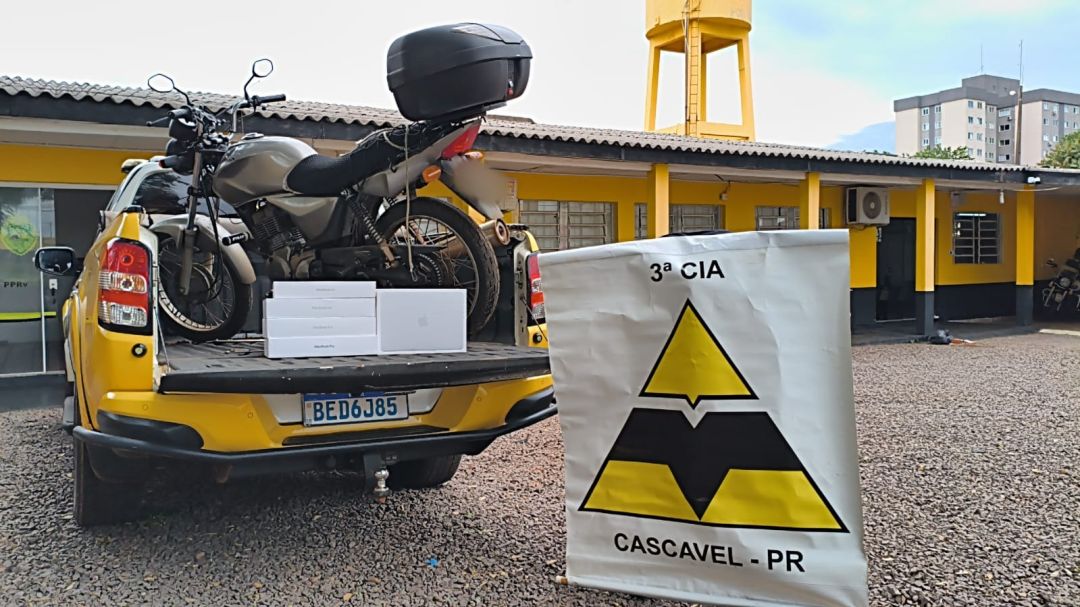 BPRv apreende eletrônicos avaliados em mais de R$ 71 mil na PR-585, em Toledo