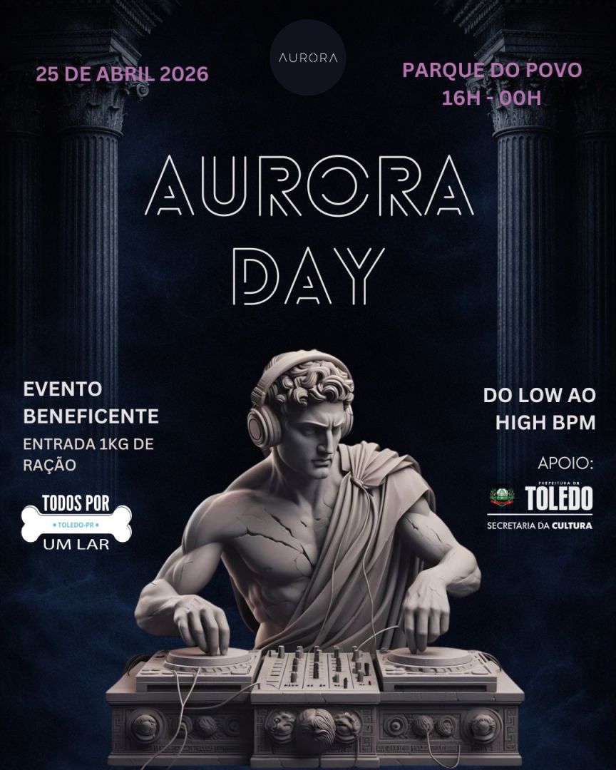 Aurora Day ocorre neste sábado (25) com música eletrônica e arrecadação de ração em Toledo