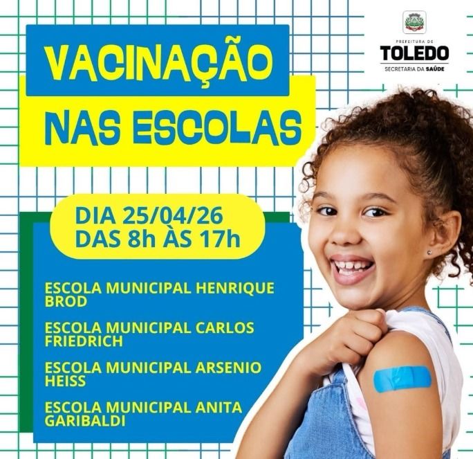 Toledo realiza vacinação infantil em quatro escolas neste sábado (25)