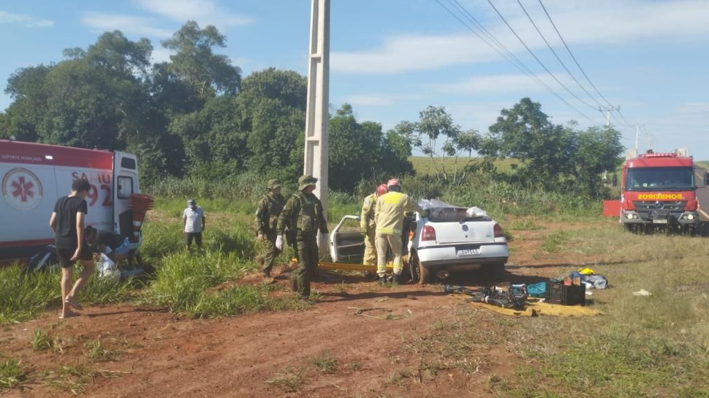 Capotamento na PR-364 deixa cinco feridos e mobiliza helicóptero do SAMU entre Palotina e Terra Roxa