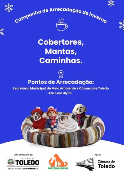Proteção e Defesa Animal promove campanha de arrecadação de inverno
