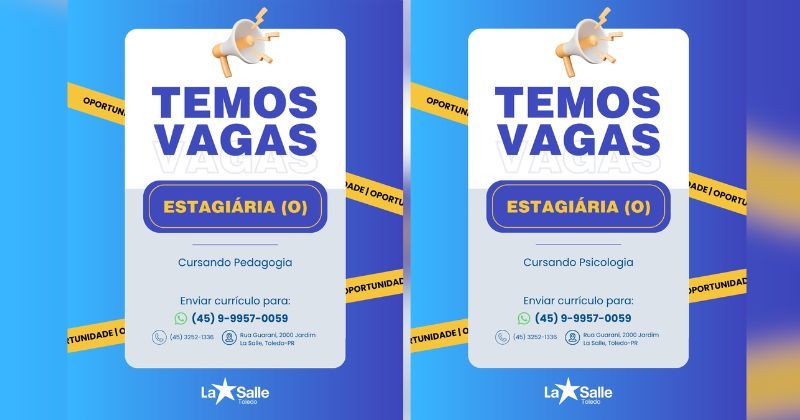 Colégio La Salle de Toledo abre vagas de estágio para Psicologia e Pedagogia; candidate-se aqui