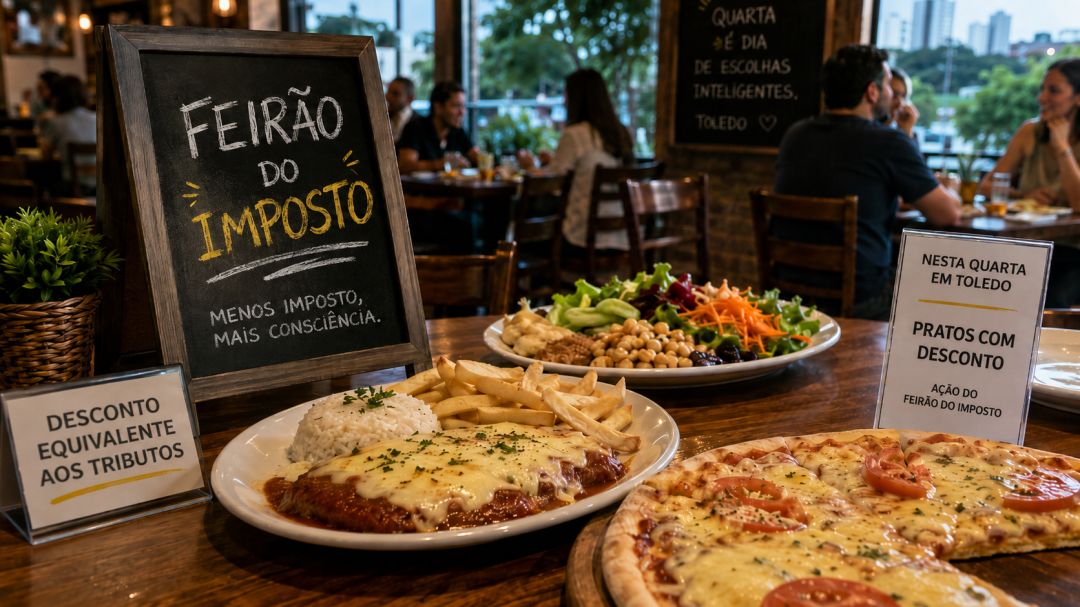 Restaurantes de Toledo terão pratos com desconto nesta quarta durante o Feirão do Imposto; confira a lista dos restaurantes participantes