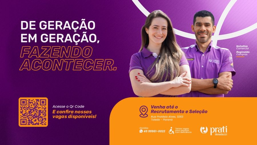 Prati-Donaduzzi abre vagas para auxiliares em diferentes áreas e reforça oportunidades de emprego