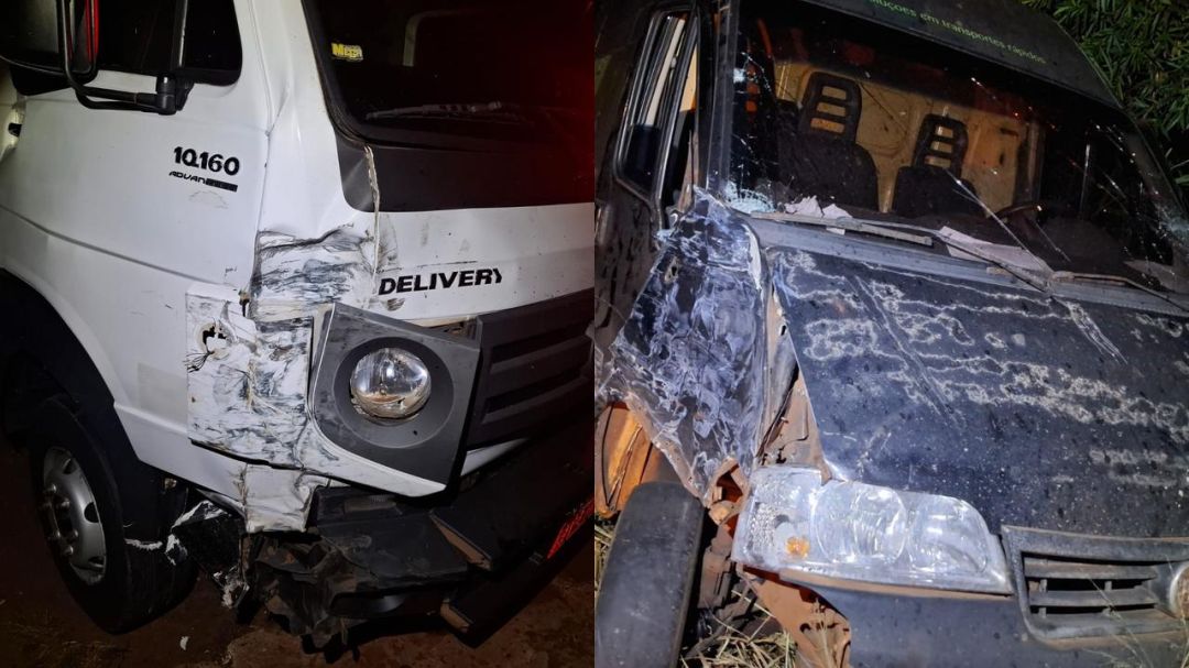Caminhão e van Ducato se envolvem em colisão frontal na PR-182 em Palotina